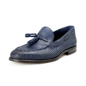 Officina Slowear Men's Blue Braided Leather Slip On Loafers Shoes sz 9 10 12